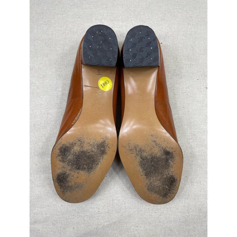 70s Vintage Naturalizer Tan Tassel Loafer with Gold Detail Size 7.5 Heel 2" - Picture 4 of 8